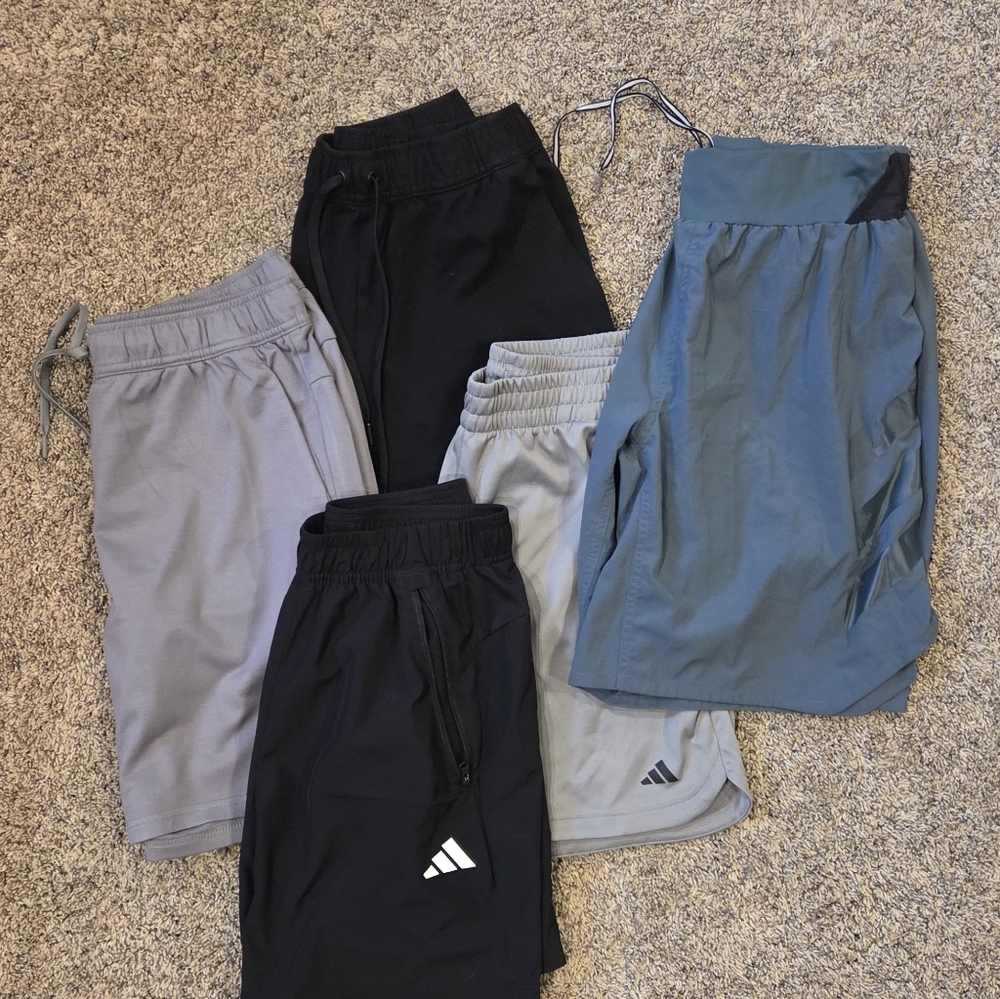 adidas Men's Athletic Shorts Pack - Black, Gray, Slate Blue